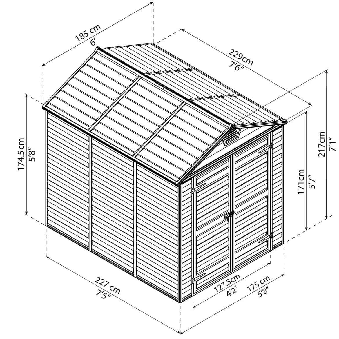 6x8 shed sizes